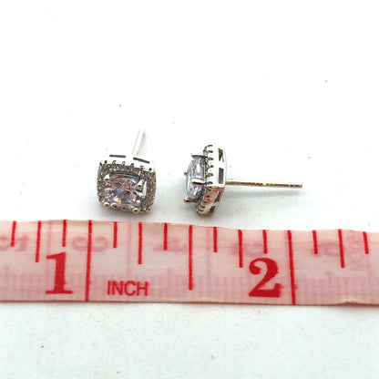 Designer 925 Sterling Silver Round Cubic Zirconia CZ Halo Stud Earrings