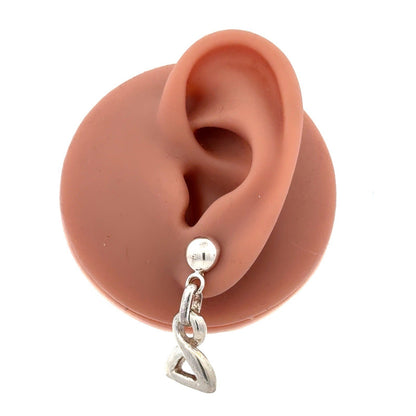 Estate 925 Sterling Silver Modernist Polished Twist Triangle Drop Post Earrings
