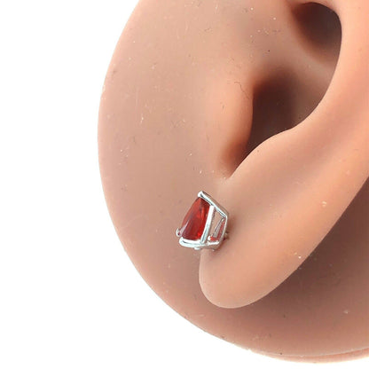 925 Sterling Silver Pear Cut Orange Cubic Zirconia CZ Stud Earrings