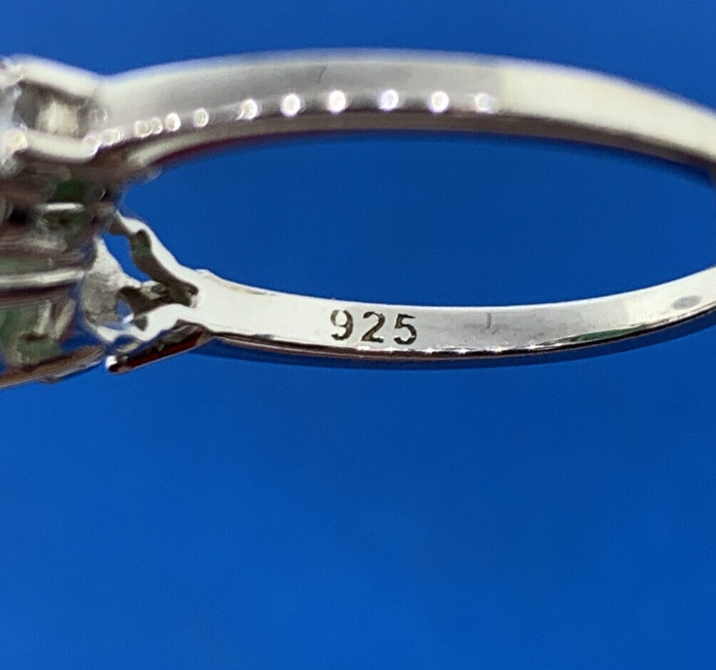 Designer 925 Sterling Silver Oval Jade Cubic Zirconia Accented Cocktail Ring