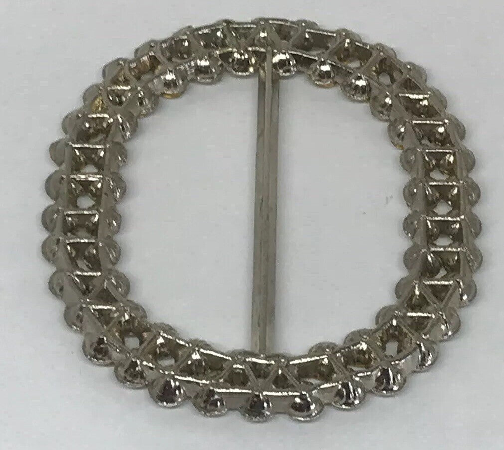Vintage Runway Silver Tone Rhinestone Oval Statement Scarf Belt Slide Buckle