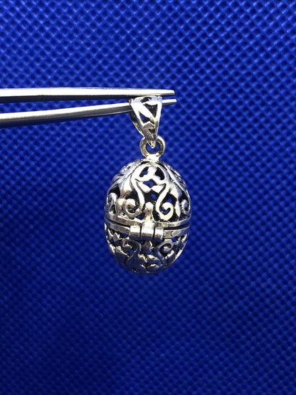 Designer JBB 925 Sterling Silver Scroll Egg Prayer Locket Pendant