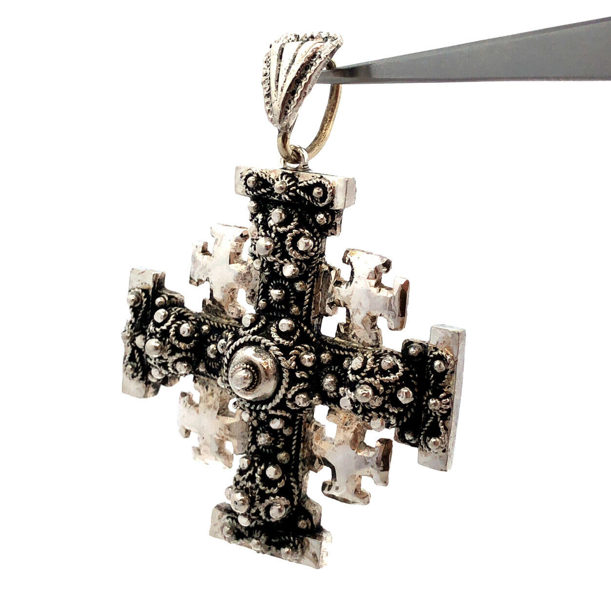 Designer Bethlehem 925 Sterling Silver Jerusalem Cross Statement Pendant