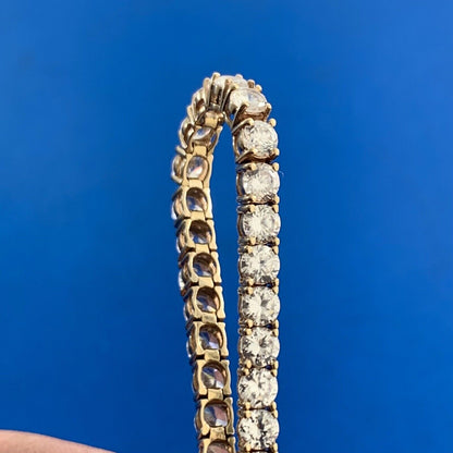 Designer 10K Yellow Gold Round Cubic Zirconia CZ Statement Tennis Bracelet