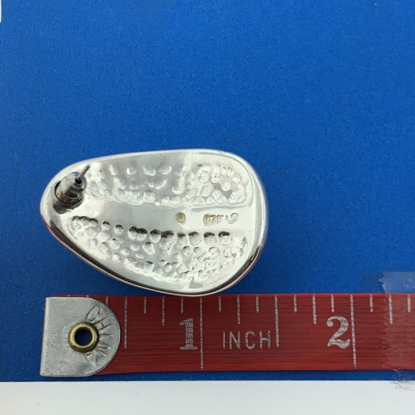 Designer Sterling Silver 925 Curved Hexagon Turtle Shell Statement Stud Earrings