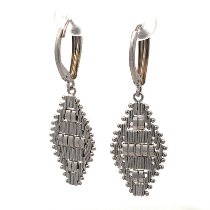 Designer IG Mexico 14K White Gold Diamond Cut Chain Drop Dangle Earrings