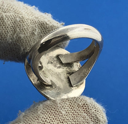 Native American Artisan Sterling Silver 925 Green Turquoise Statement Ring