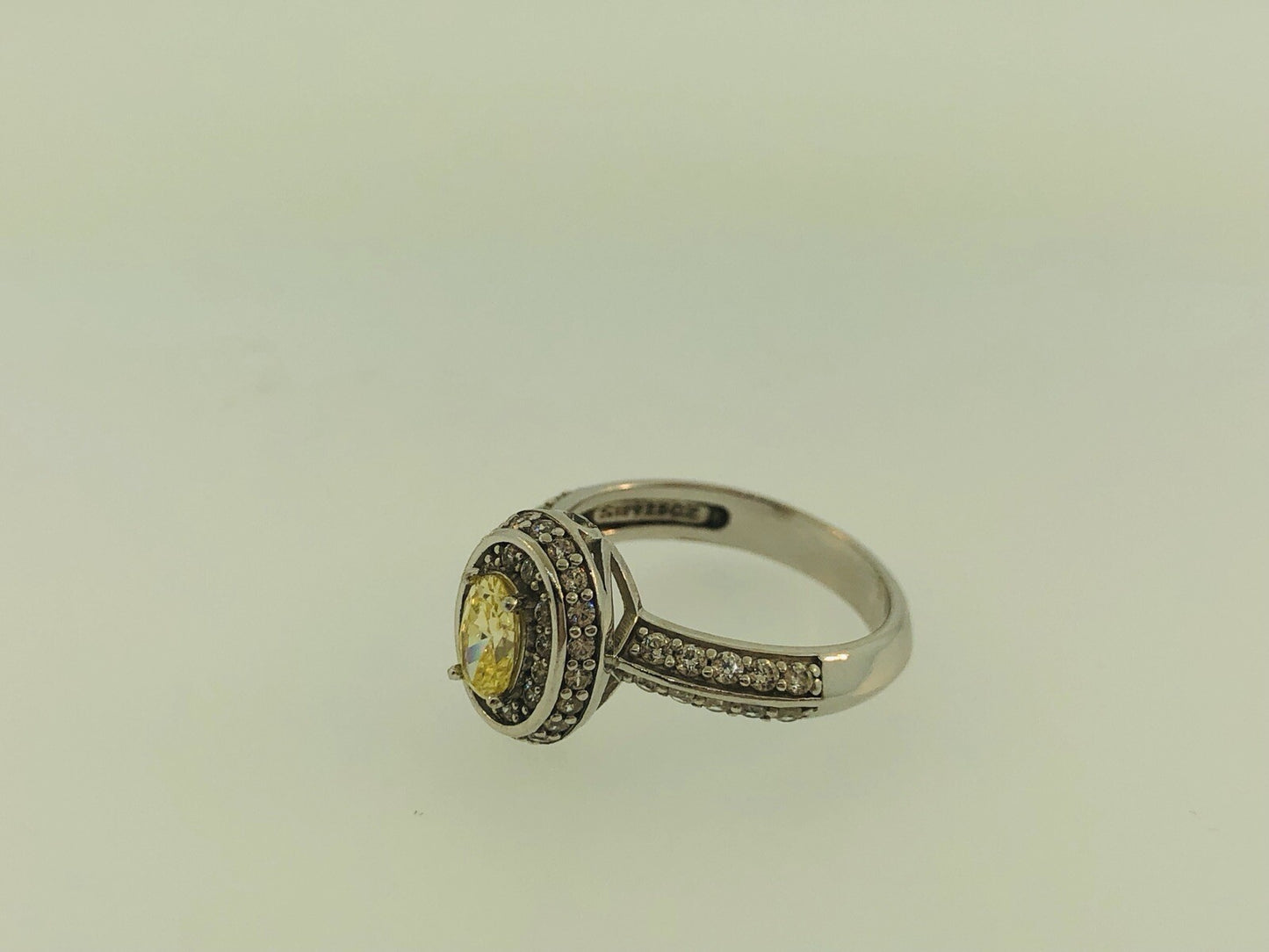 Sterling Silver Yellow White Cubic Zirconia Engagement Bridal Ring S179