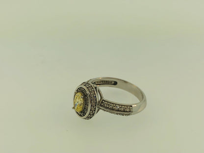Sterling Silver Yellow White Cubic Zirconia Engagement Bridal Ring S179
