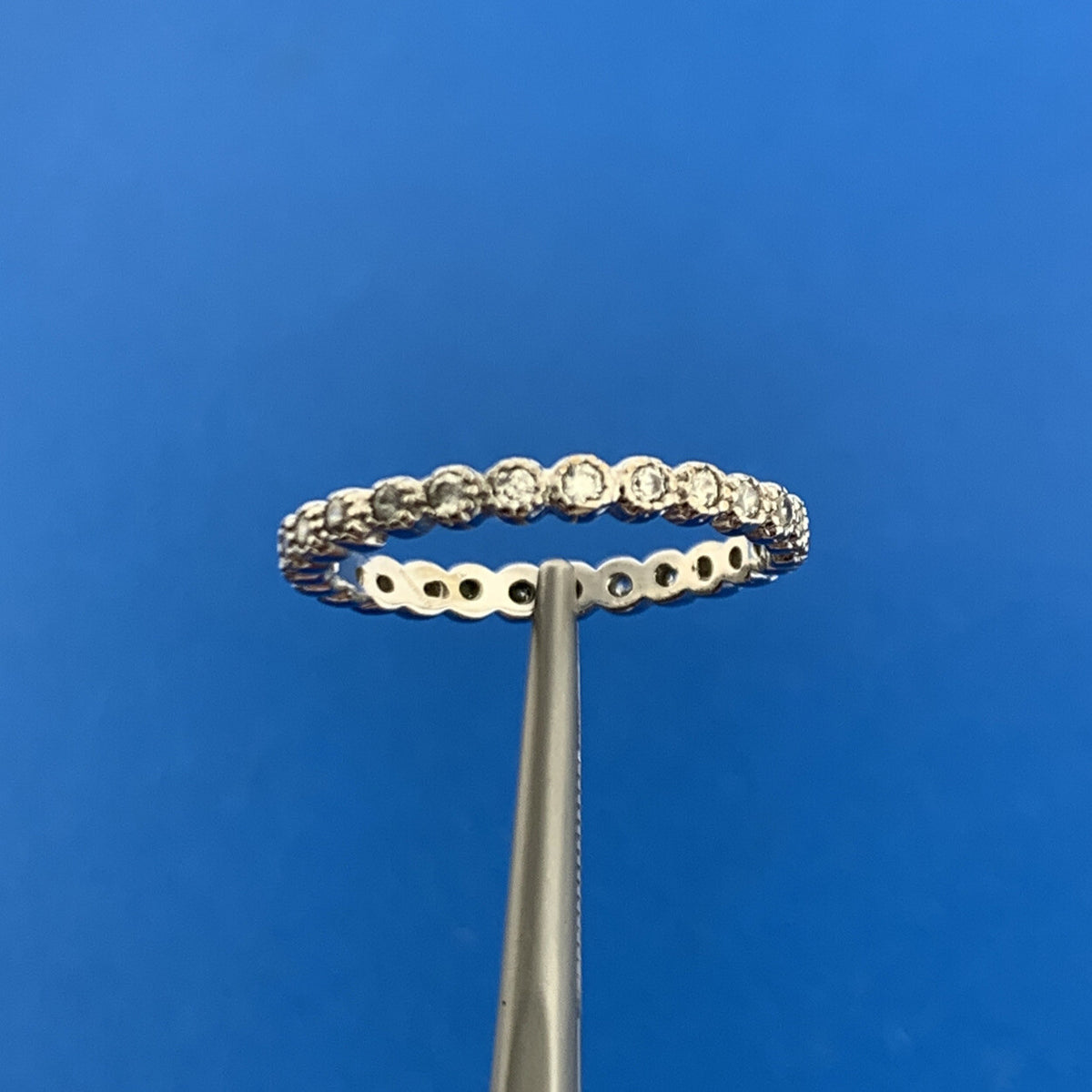 Stackable Sterling Silver 925 ATI Round Cubic Zirconia Eternity Bridal Ring