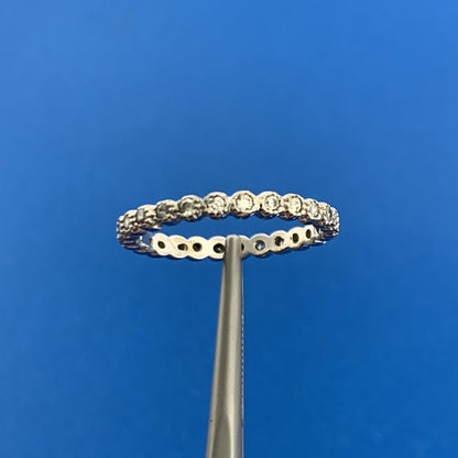Stackable Sterling Silver 925 ATI Round Cubic Zirconia Eternity Bridal Ring