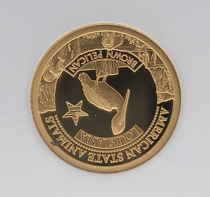 2021 $5 Cook Islands NGC PF70 Proof Cameo .999 Gold 1/2g Louisiana Brown Pelican