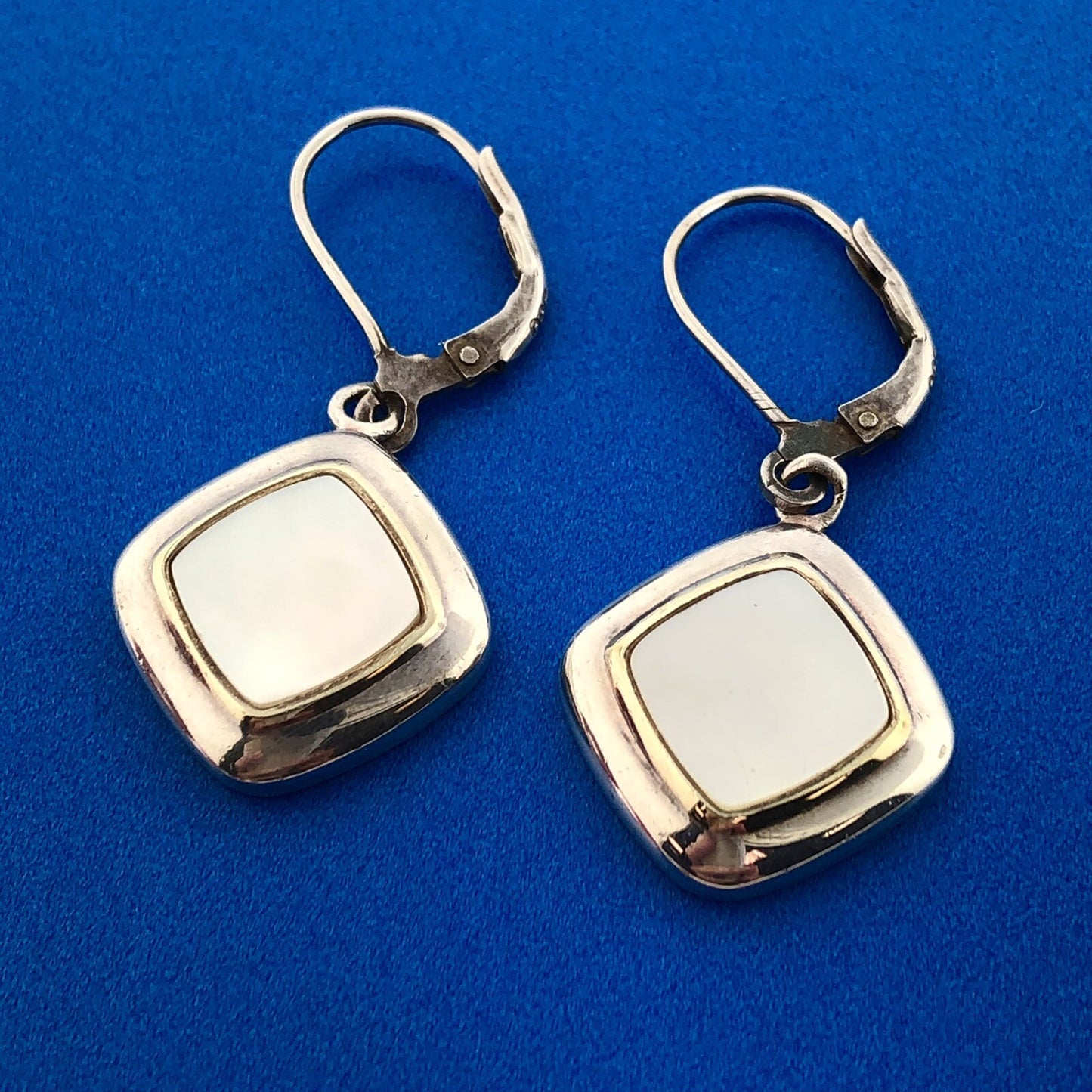 Designer Ecclissi 925 Sterling Silver Mother Of Pearl Inlay Drop Dangle Earrings