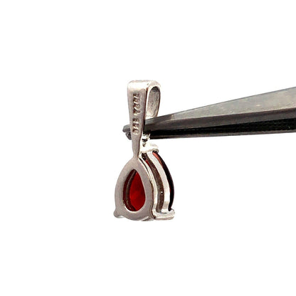 Designer TGGC 925 Sterling Silver Pear Cut Garnet January Anniversary Pendant
