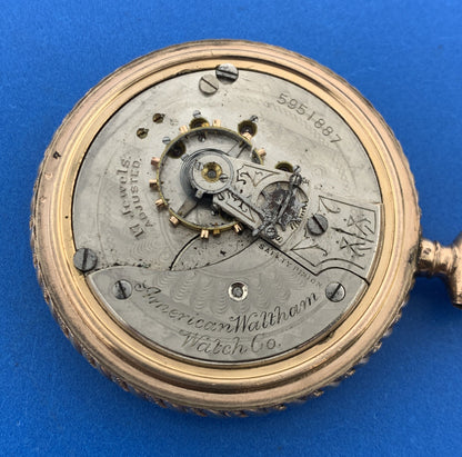 Antique American Waltham Watch Company Gold Filled Open Face Pocket Watch Parts