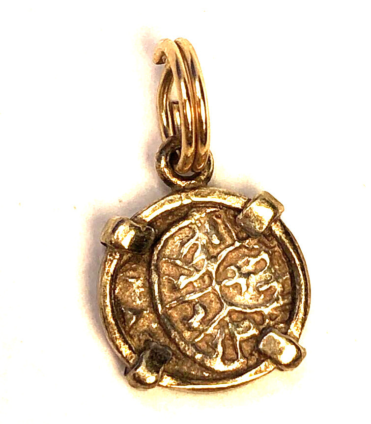 Vintage 925 Sterling Silver Vermeil Round Bronze Ancient Coin Pendant