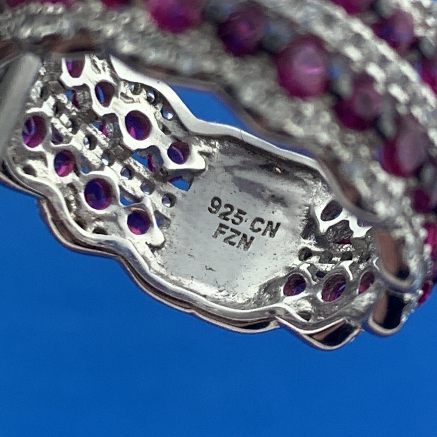 Designer Fuzion Creations Sterling Silver 925 Red Spinel CZ Accent Ring Size 7