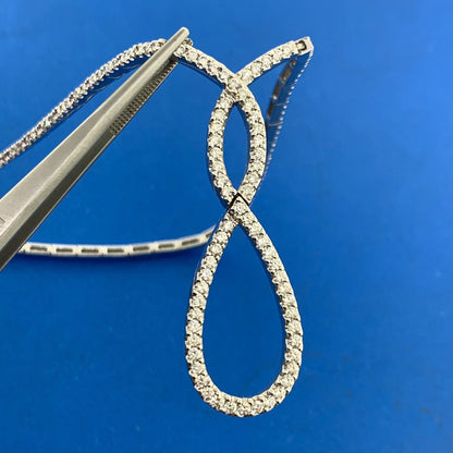 Gabriel Co 14K White Gold Diamond Encrusted Infinity Eternity Statement Necklace