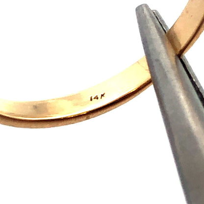Estate 14K Yellow Gold Round White Pearl Solitaire Diamond Anniversary Ring
