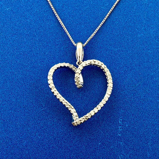 Designer 14K White Gold Diamond Infinity Heart Sweetheart Anniversary Necklace