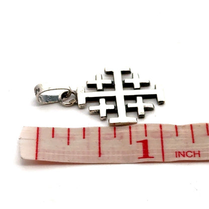 Designer PCM 925 Sterling Silver Polished Jerusalem Cross Petite Charm Pendant