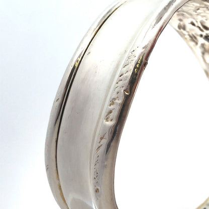 925 Sterling Silver Modernist Wave Statement Wide Bangle Bracelet