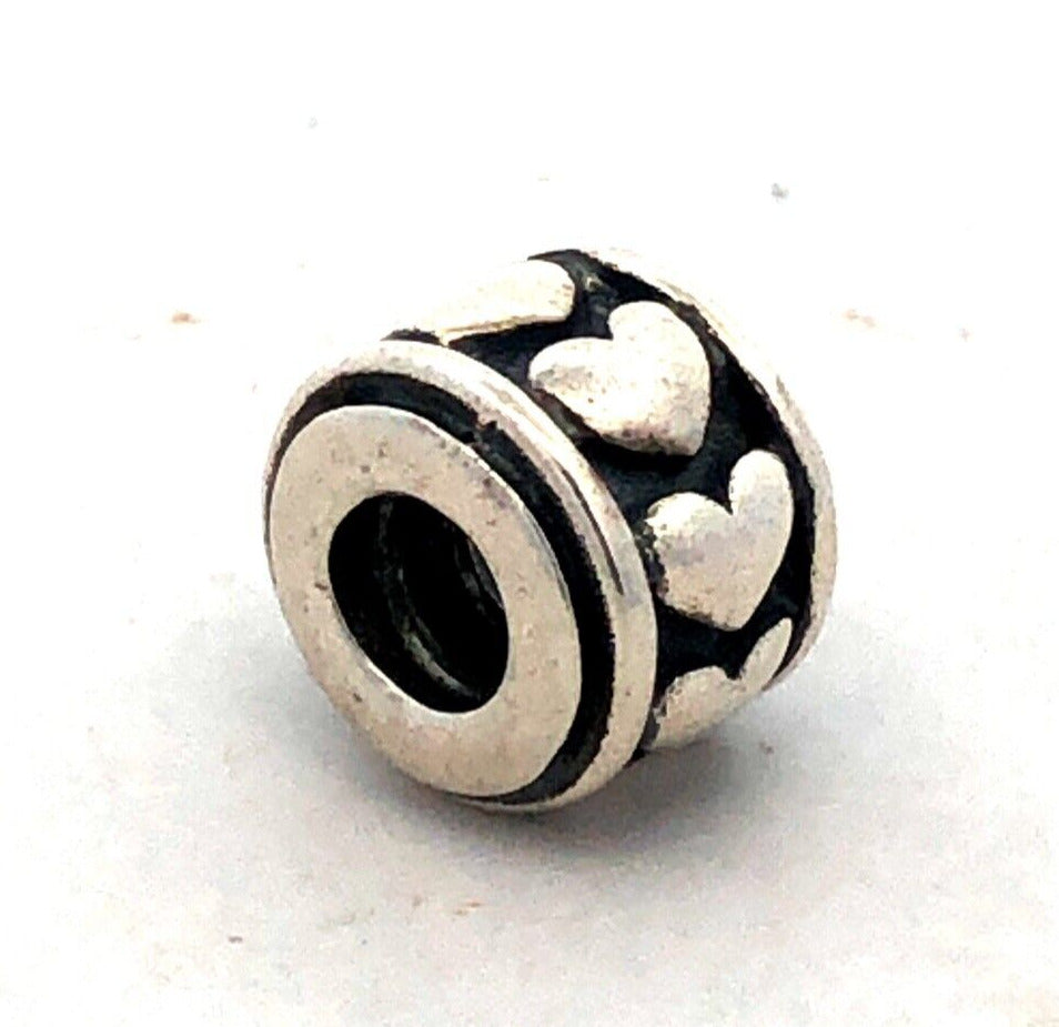 Designer CHAMILIA B 925 Sterling Silver Heart Love Valentines Bead Slide Charm