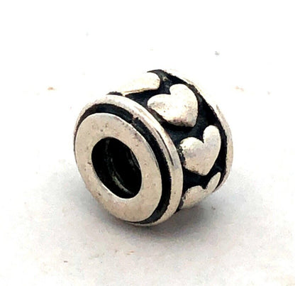 Designer CHAMILIA B 925 Sterling Silver Heart Love Valentines Bead Slide Charm