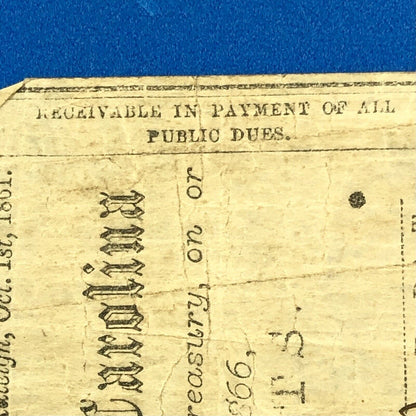 1861 State Of North Carolina 5 Cents 5c Civil War Obsolete State Scrip Note