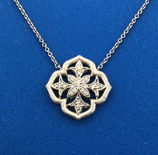 Gabriel & Co 925 Sterling Silver Diamond 3 Dimensional Snowflake Flower Necklace