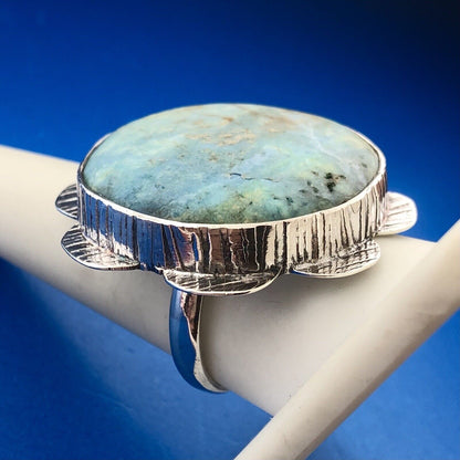 Vintage Native American Artisan 925 Sterling Silver Turquoise Statement Ring