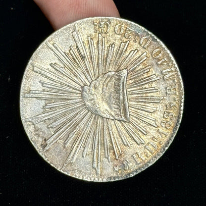 1835 Do Durango Mexico 8 Reales R.M. Cap & Rays Libertad .903 Silver Coin