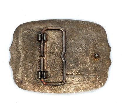 Vintage Two Tone Flying Eagle Mountains Rectangle Statement Belt Buckle