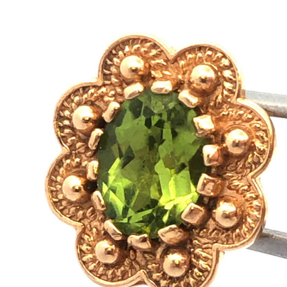 Designer 14K Yellow Gold Oval Peridot Floral Slide Bracelet Charm