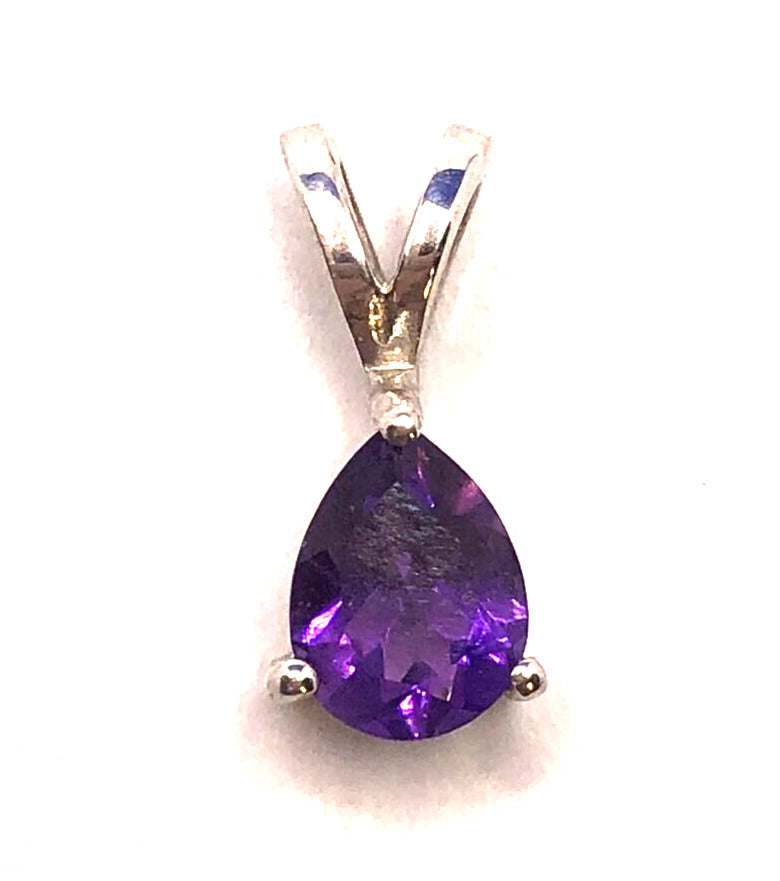 Designer TGGC 925 Sterling Silver Pear Cut Amethyst Drop Petite Pendant