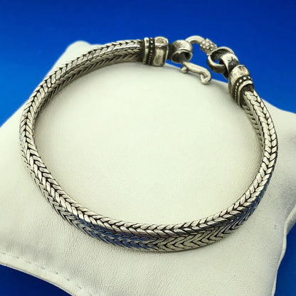 Vintage Artisan RA 925 Sterling Silver Heavy Wheat Link Clasp Bracelet