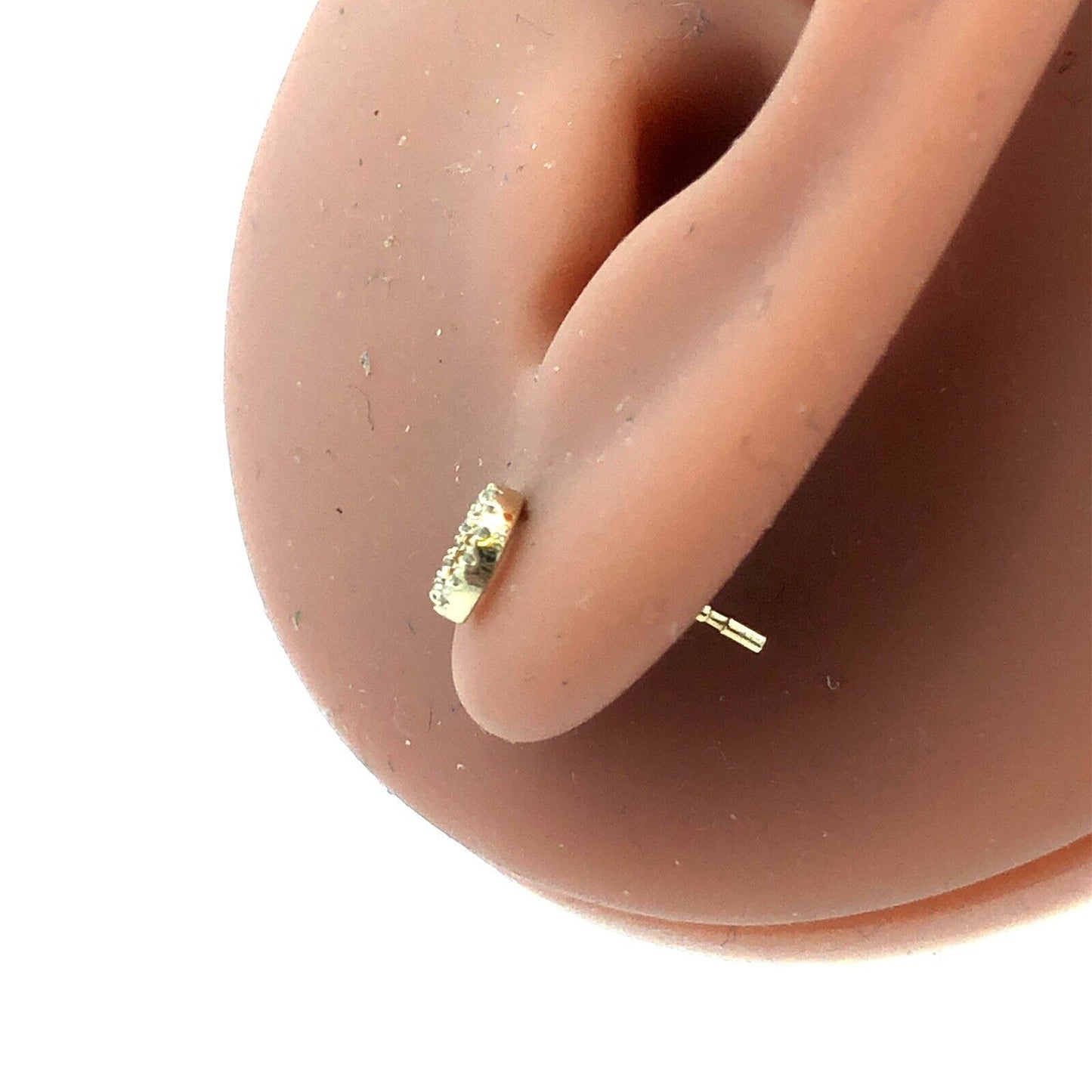 Designer 14K Yellow Gold Pave Diamond Horseshoe Good Luck Stud Earrings