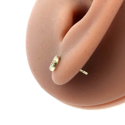 Designer 14K Yellow Gold Pave Diamond Horseshoe Good Luck Stud Earrings