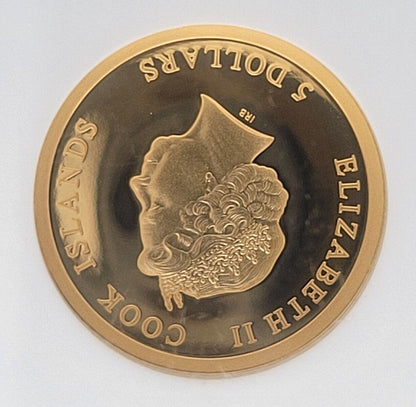 2022 $5 Cook Islands NGC PF70 Proof Cameo Big City Lights NY 1/2g .999 Gold Coin