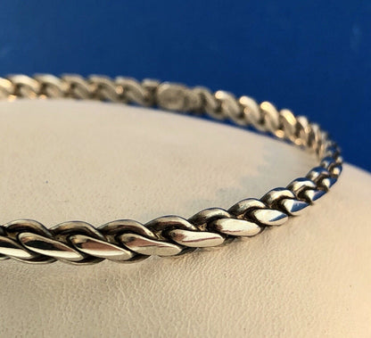 Vintage Mexico Taxco Sterling Silver 925 Ribbed Wave Lock Bangle Bracelet