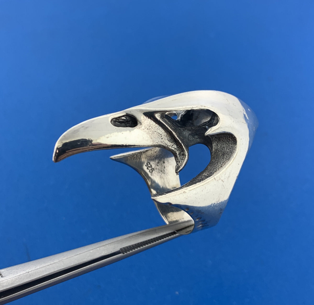 Sterling Silver 925 Eagle Phoenix Skull Biker's Guardian Statement Ring