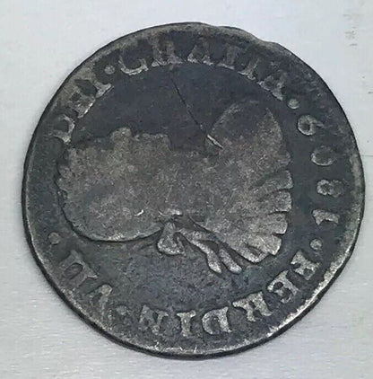 1809 Mexico Silver 1/2 Real Mexico City Ferdinand VII Pirate Treasure Coin