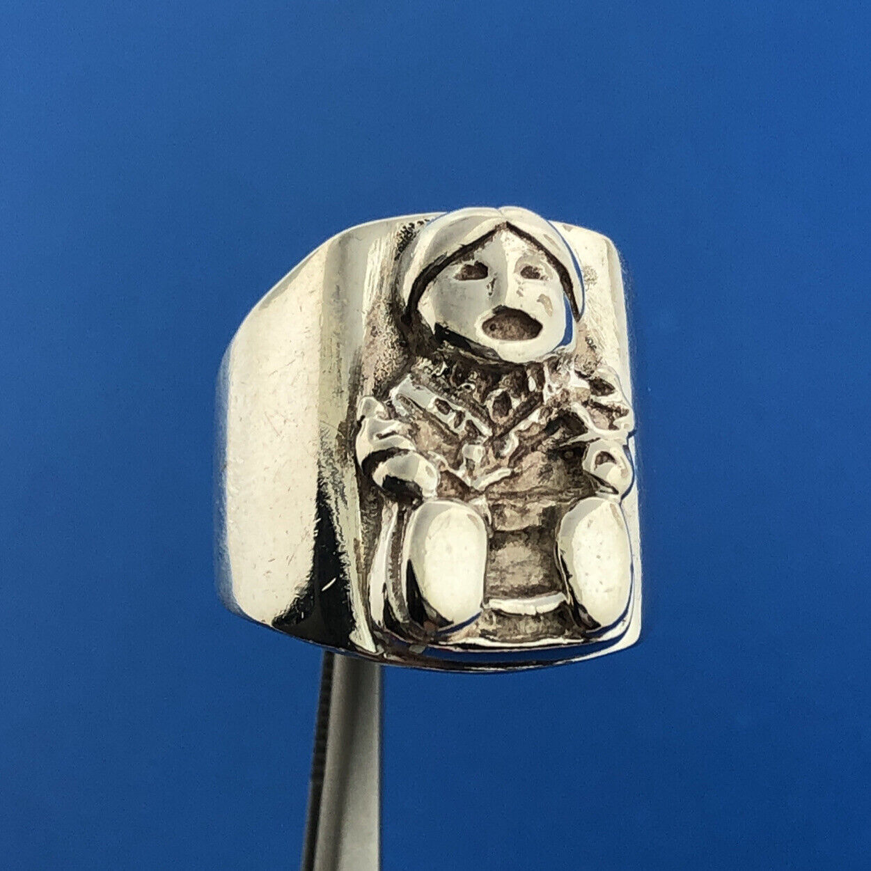 Carol Felley Pueblo 925 Sterling Silver Storyteller Doll Statement Dome Ring