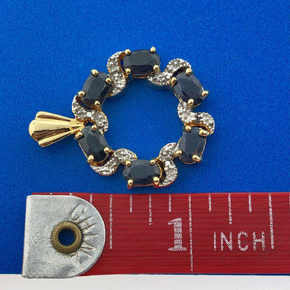 Estate 925 Sterling Silver Vermeil Two Tone Sapphire September Infinity Pendant