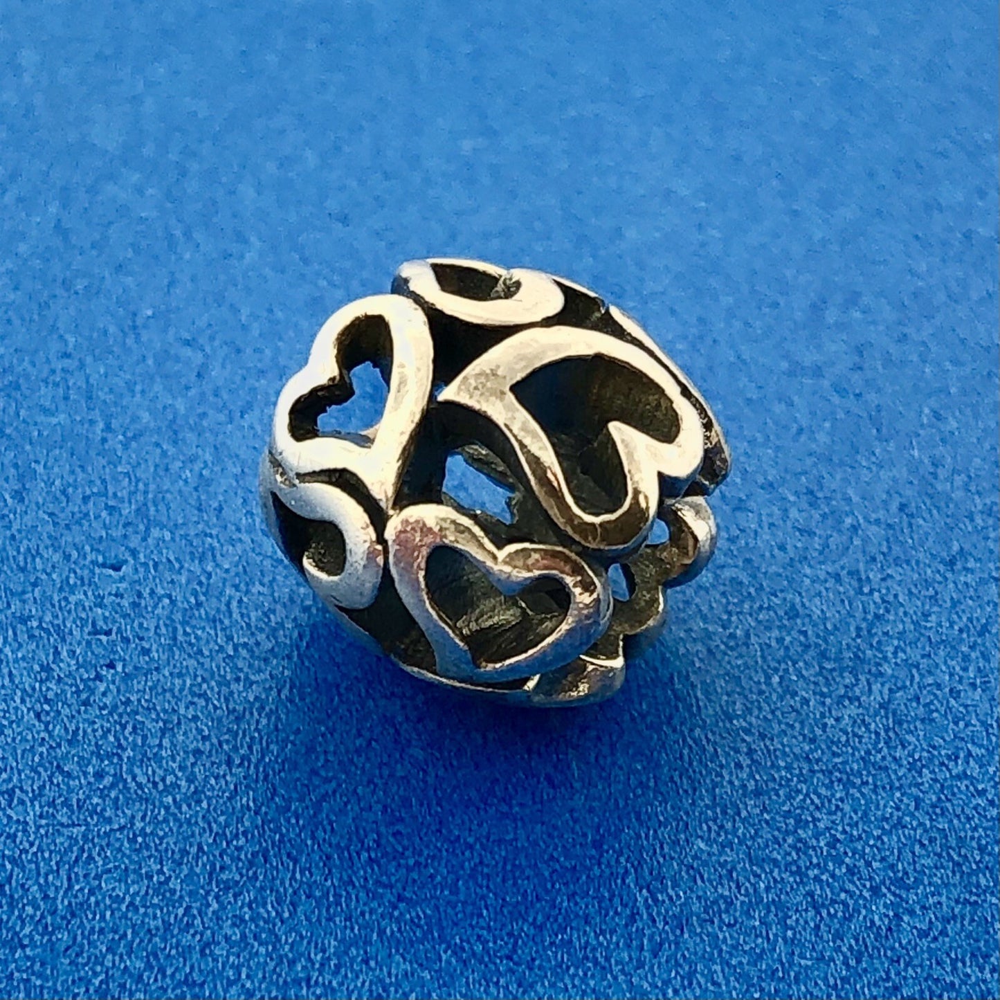 Designer Sterling Silver 925 Heart Openwork Bead Bracelet Charm