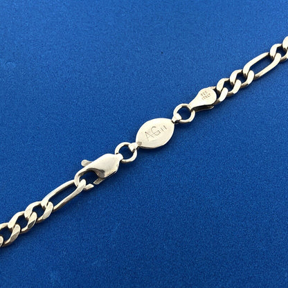 Italian Designer Ever Lasting 925 Sterling Silver Figaro Link Chain Necklace