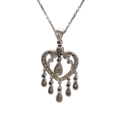 Gordon's 14k White Gold Diamond Heart Pendant Dangle Necklace JWBR