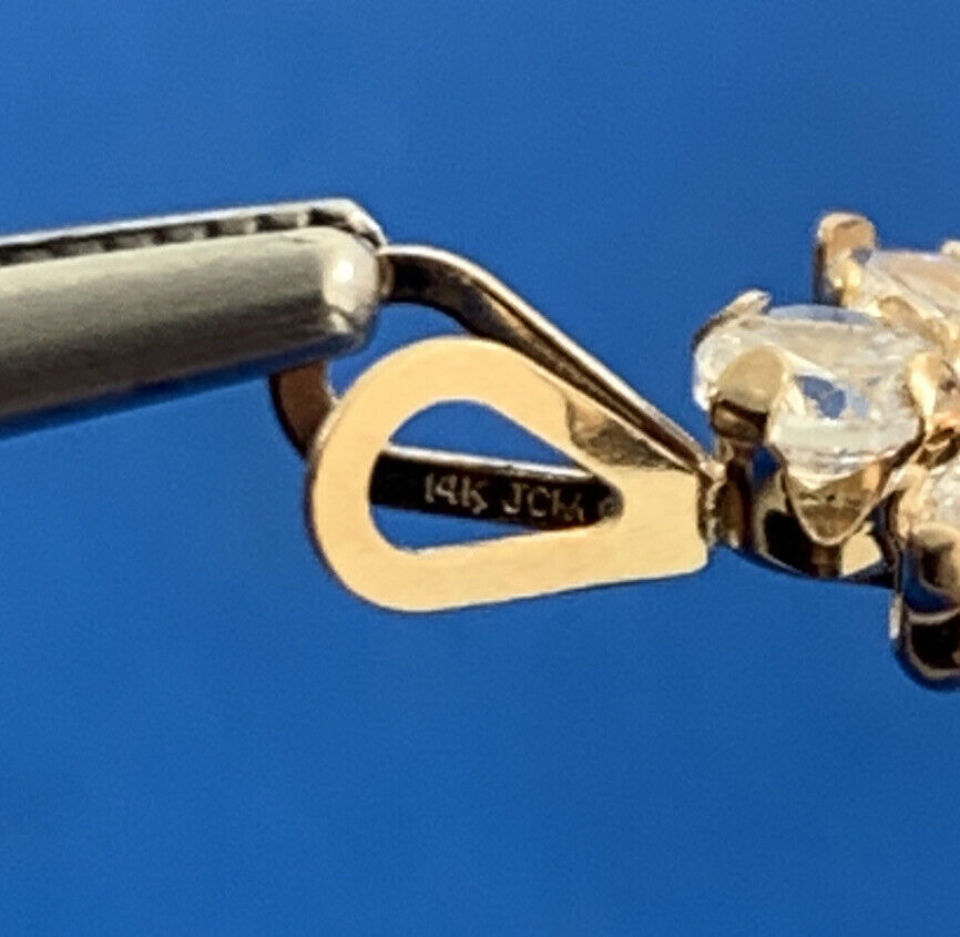 Designer Jacmel Mauritius JCM 14K Yellow Gold Cubic Zirconia Angel Charm Pendant