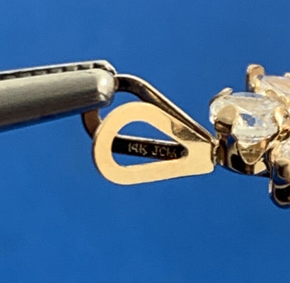 Designer Jacmel Mauritius JCM 14K Yellow Gold Cubic Zirconia Angel Charm Pendant