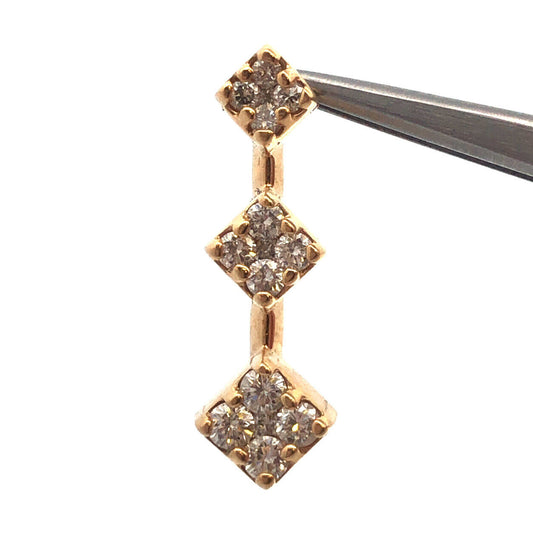 Stunning 14k Yellow Gold 3 Three Drop Diamond Pendant